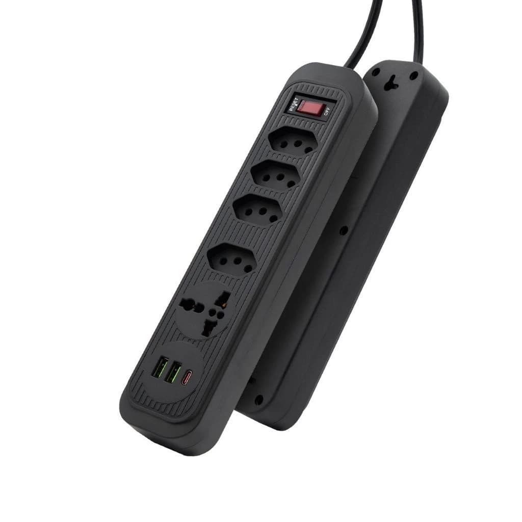Extensao Tomada Filtro De Linha Com 4 Tomadas 2 USB E 1 Tipo-C