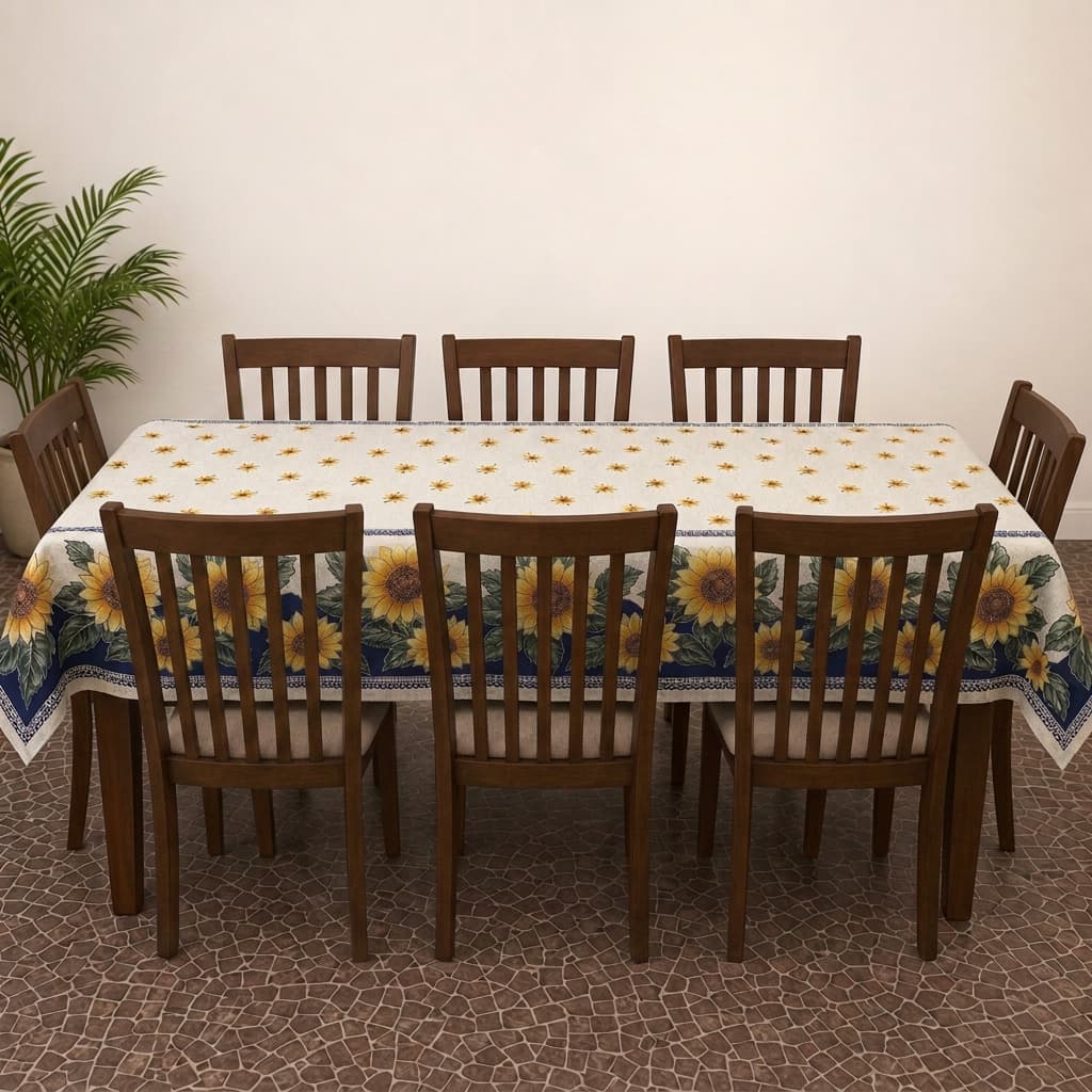 Toalha  Forro de Mesa Linho Premium Retangular 06 Lugares 2,20 X 1,50 Girassol Sala de Estar,Cozinhas e Áreas.
