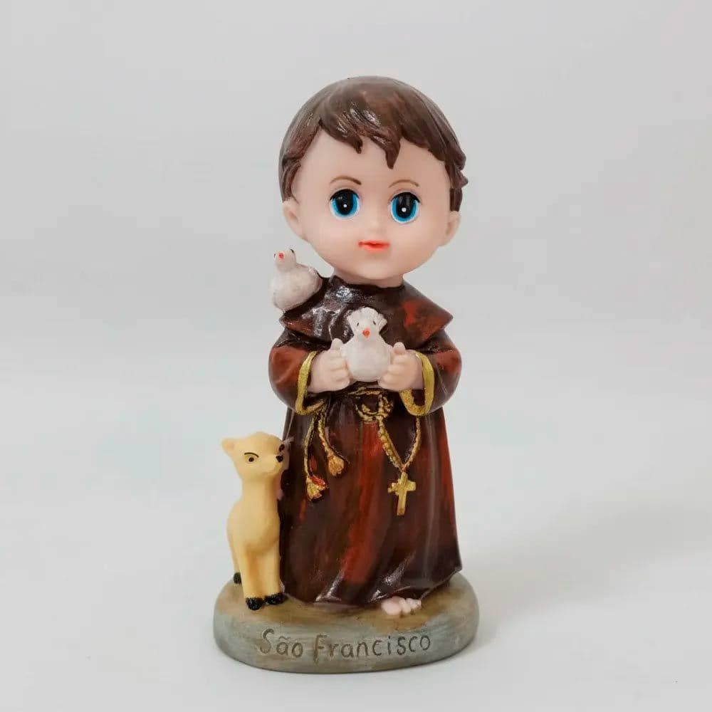 Imagem De São Francisco De Assis Infantil de Resina 15 Cm Rosto Bebê/Baby Arte Sacra Religiosa