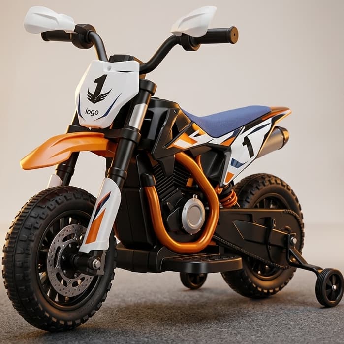 Moto Elétrica Infantil 2 Rodas Rodinhas Bateria Recarregável Laranja Diversão Segurança
