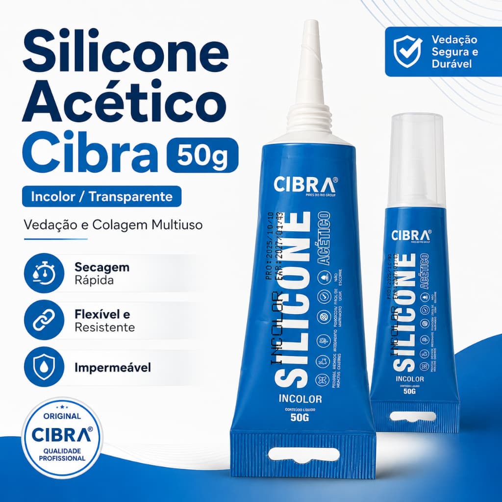Silicone Acético Bisnaga 50g Transparente Incolor Veda Sela Superfícies Pia Box Vidros