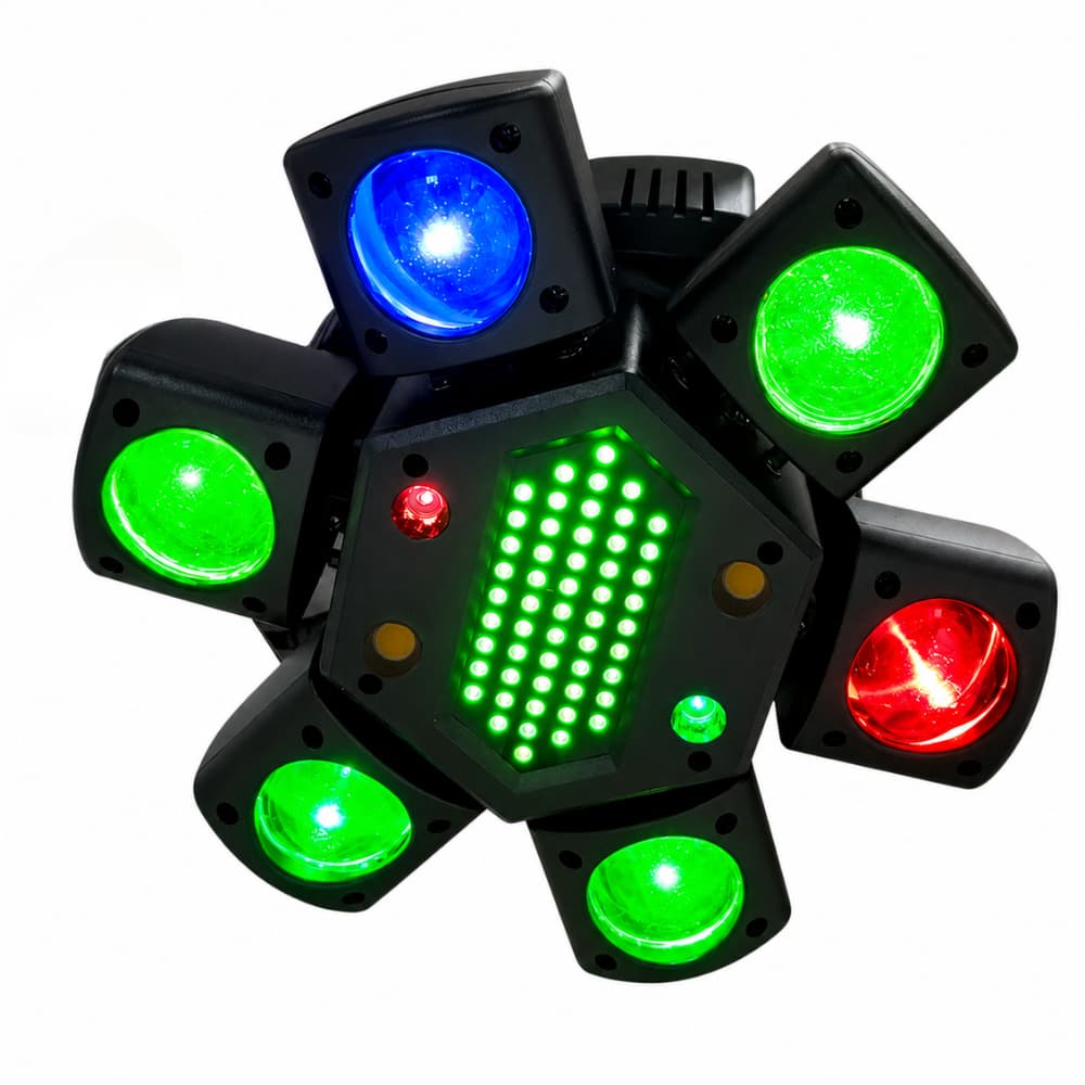 Multi Efeito 6 Beam Led Rgbw + Laser R/g + Strobo Dj Festa