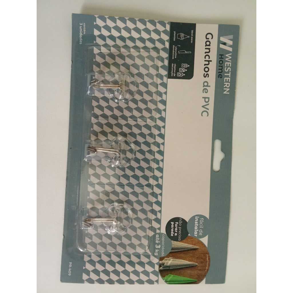 Kit Ganchos com Ventosa Transparente 500g e 3kg + Gancho PVC Transparente com Metal 3kg | Sem Furos | Reutilizável