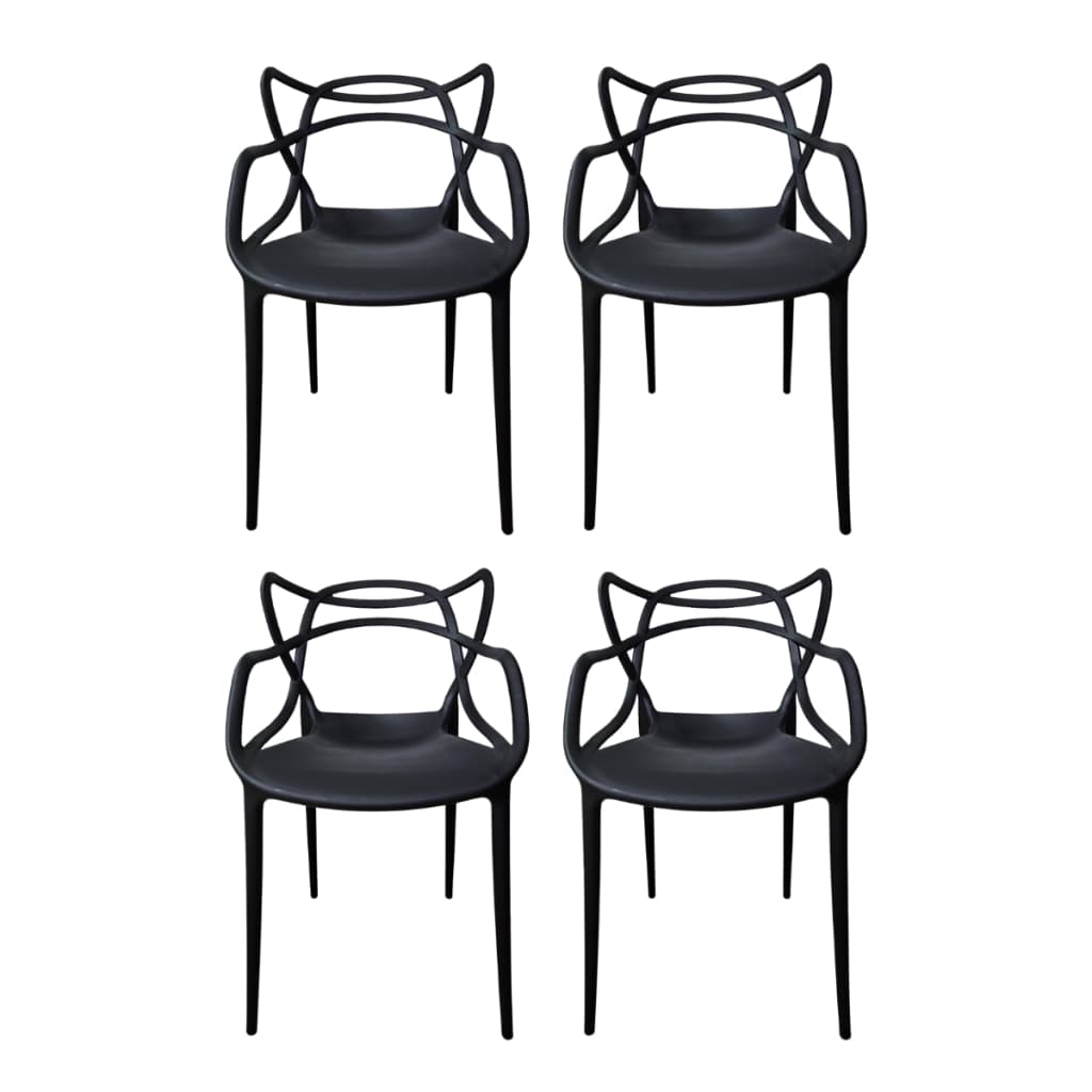 Kit 4 Cadeira Jantar Allegra Preta Polipropileno Cozinha Escritório Área Gourmet Oferta Envio Rápido