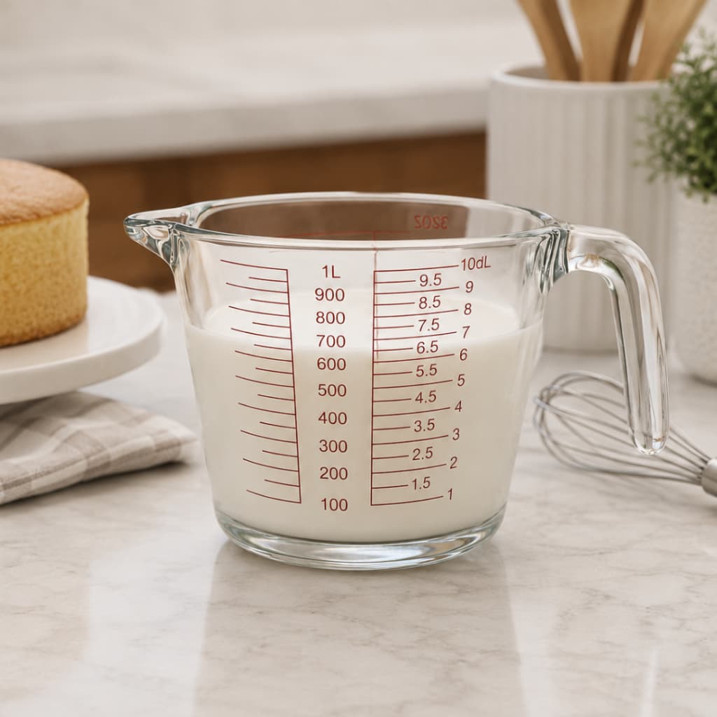 Jarra Medidora de Vidro 350ml 500ml 1L Vidro Resistente com Alça Bico Dosador Escala Utensílios Cozinha