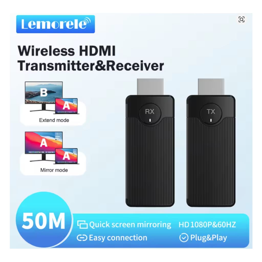 Transmissor Receptor Hdmi Sem Fio De Vídeo 50 Metros - 5ghz