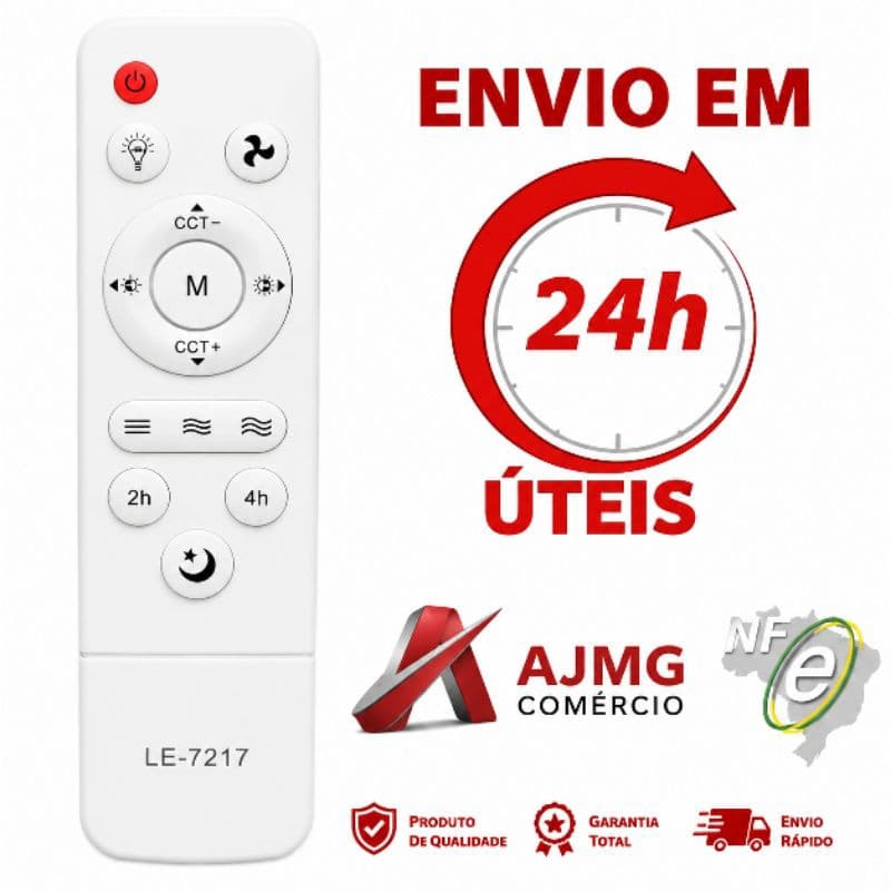 Controle Remoto Ventilador IR Compatível E27 Fan Light | Ajuste de Cor e Escurecimento para Luzes de Teto