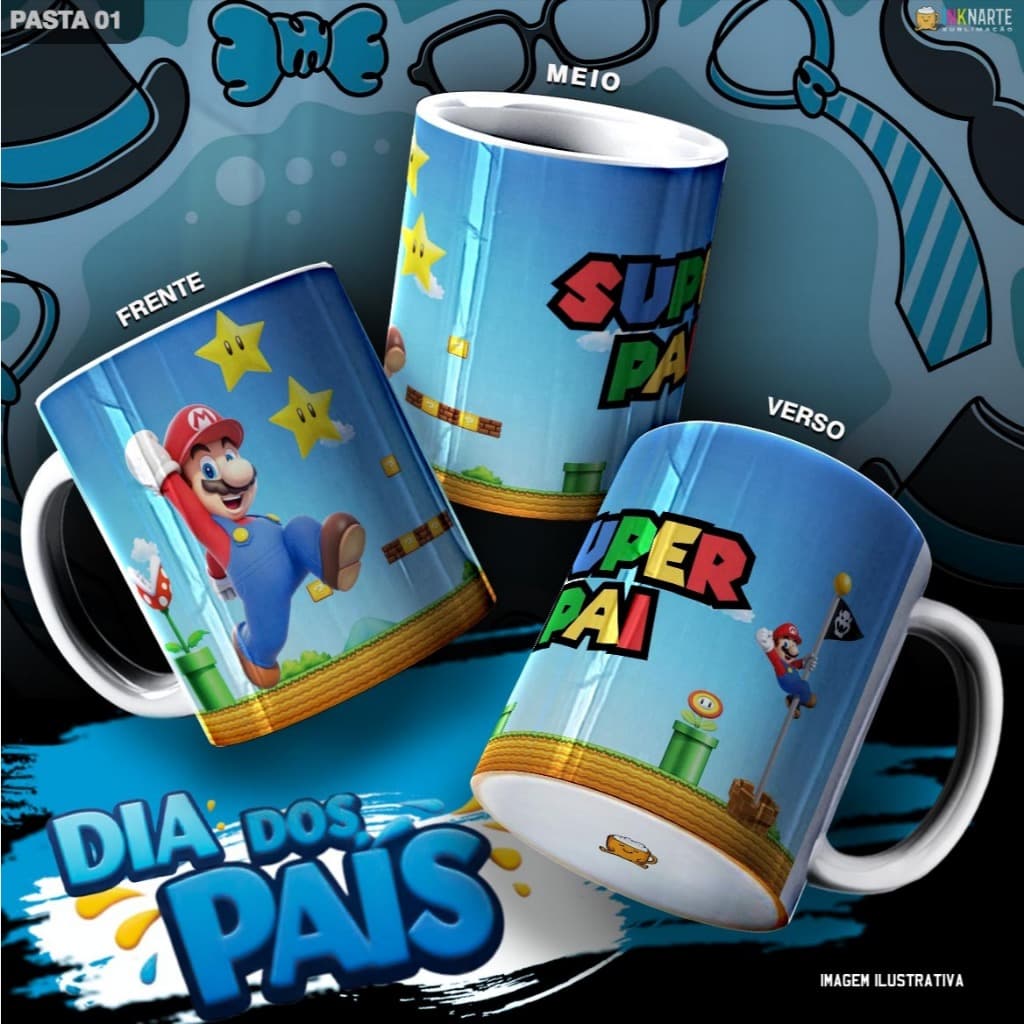 Caneca Cerâmica Super Mário Bros Dia dos Pais
