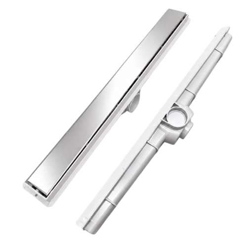 Ralo 90cm Linear Grelha Dupla Face Inox Polido Brilhante Cola Porcelanato 5x90cm Coletor sifonado dupla saída