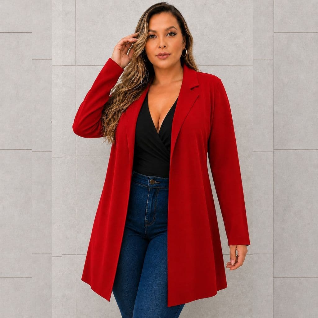 Sobretudo Plus Size Feminino Maxi Blazer Alongado Casaco G1 G2 G3 Lindo