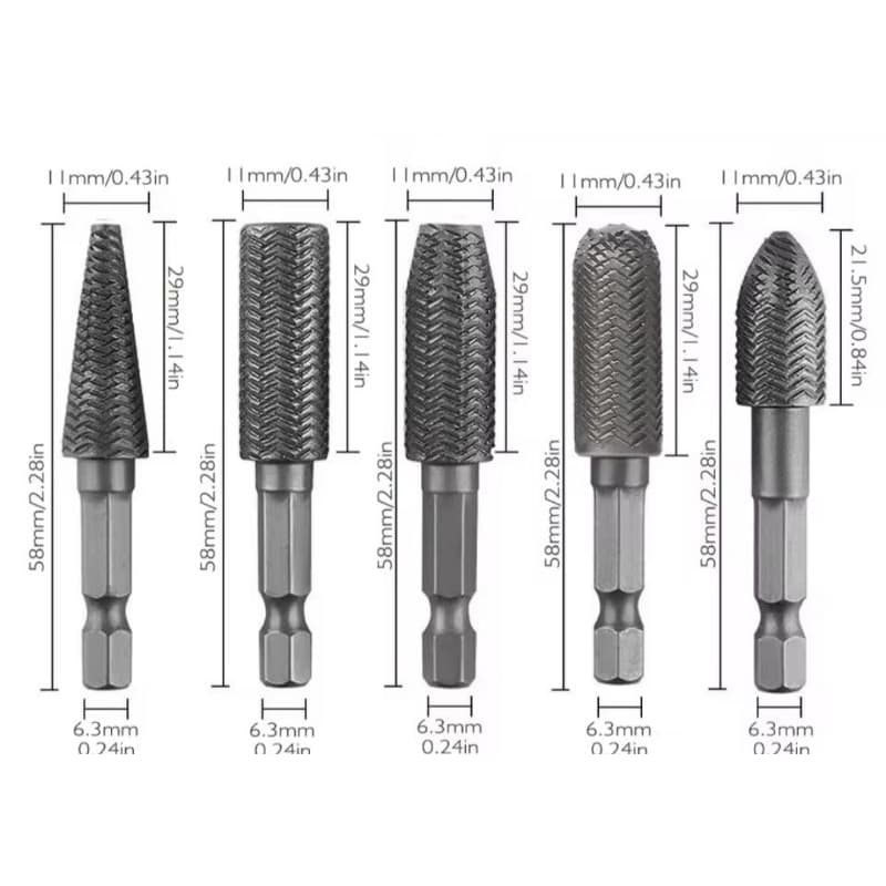 KIT 5 BROCA FRESA MOAGEM ROTATIVA P/METAL 6X59X11MM - ENGATE RAPIDO