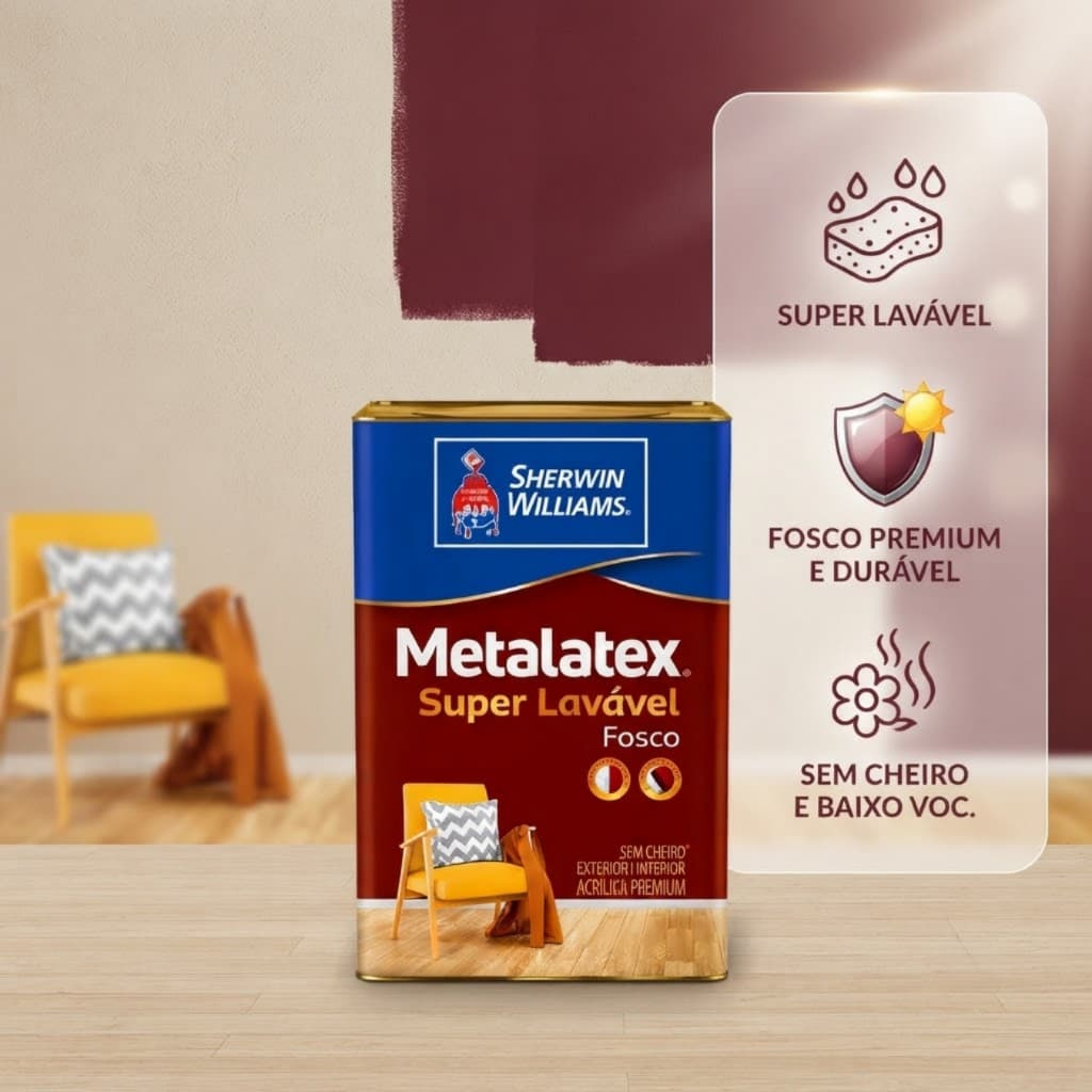 Tinta Acrilica Fosca Premium Metalatex Super Lavável 18L/Areia