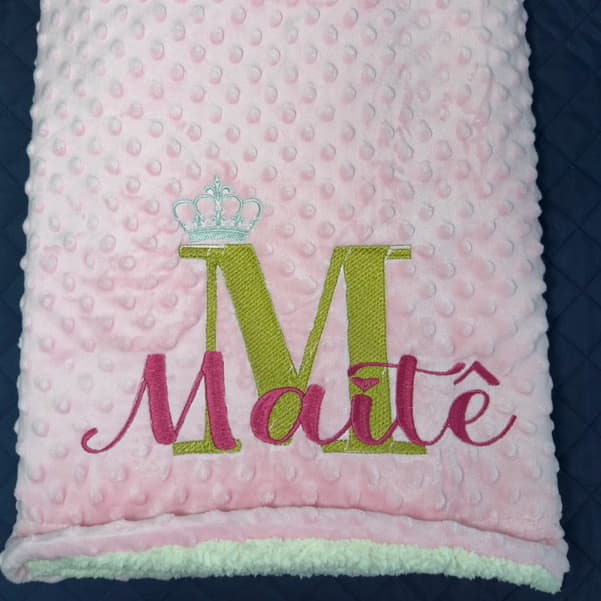 Cobertor Bebê Personalizado com Nome e Desenho Soft Bubble (Pipoquinha) com Sherpa
