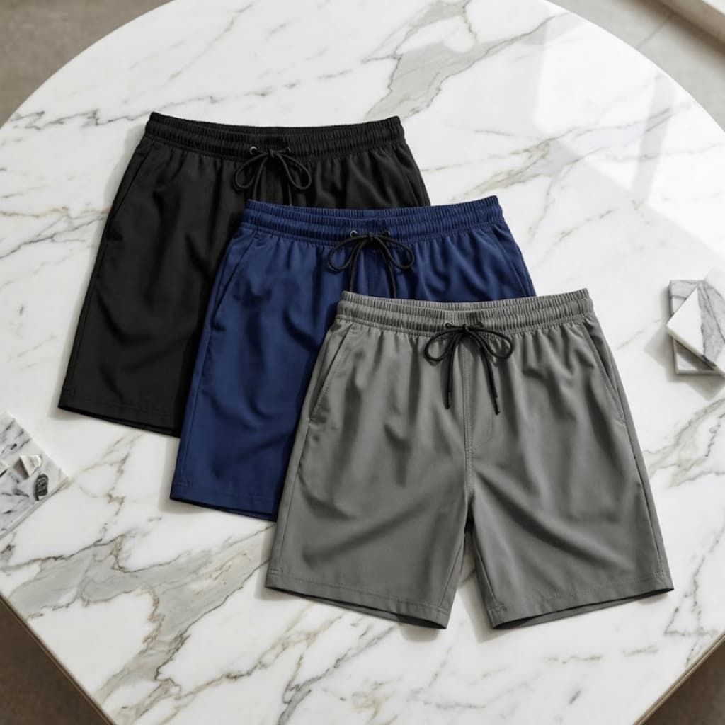 Kit 3 Bermudas Masculinas Tactel Molinho Treino Academia Praia Piscina Casual Leve Dia a Dia Fitness