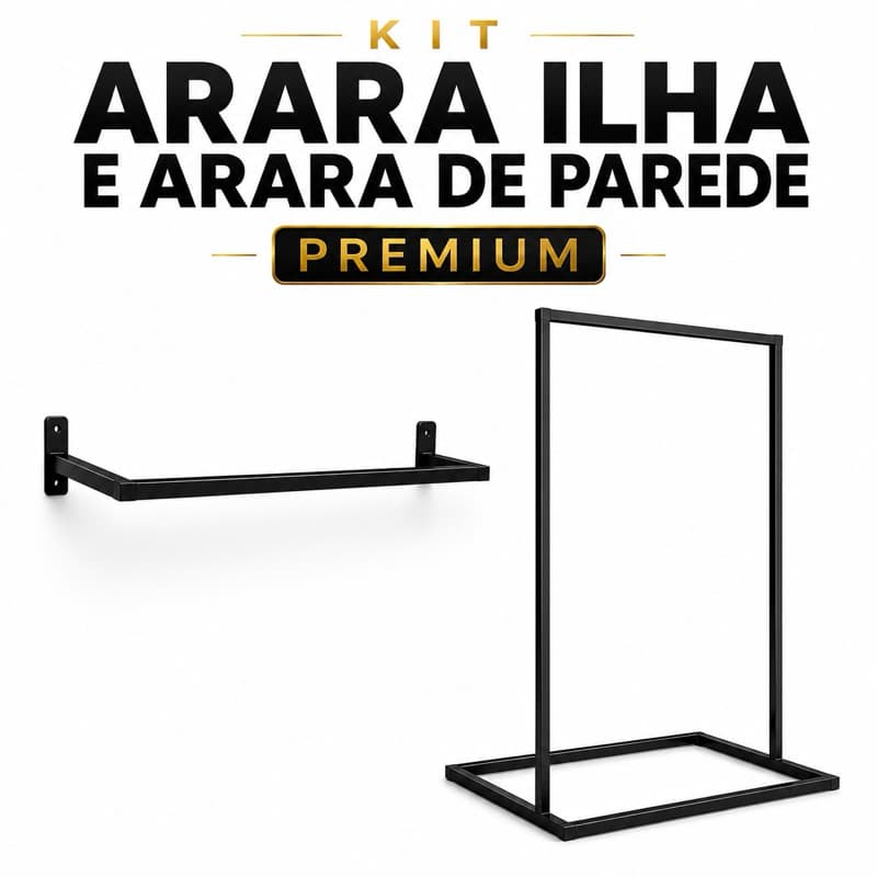 Kit Arara Ilha e Arara de Parede | Ideal para Lojas e Closets