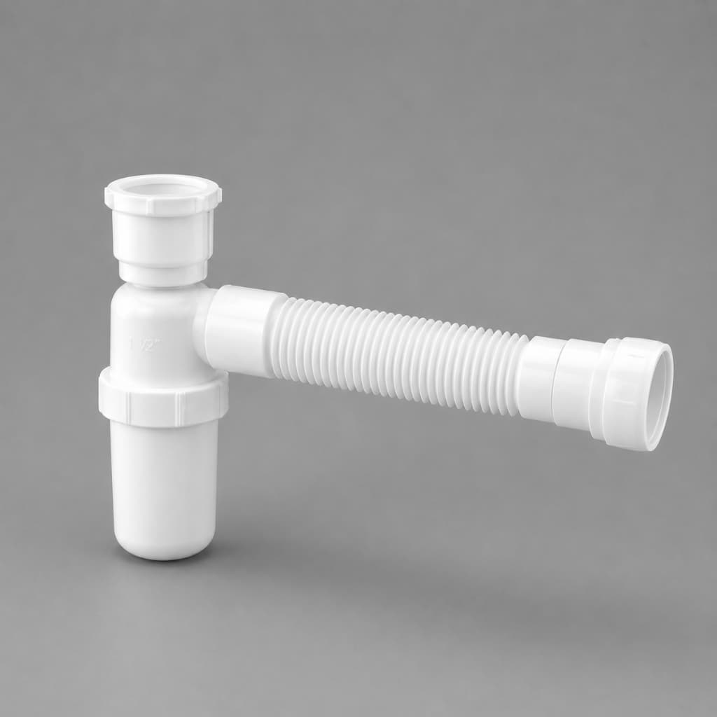 Sifao Sanfonado Branc com Copo Tanques Pias Universal Astra, sifão com copo, sifão sem cheiro, sifão BRANCO, sifão astra