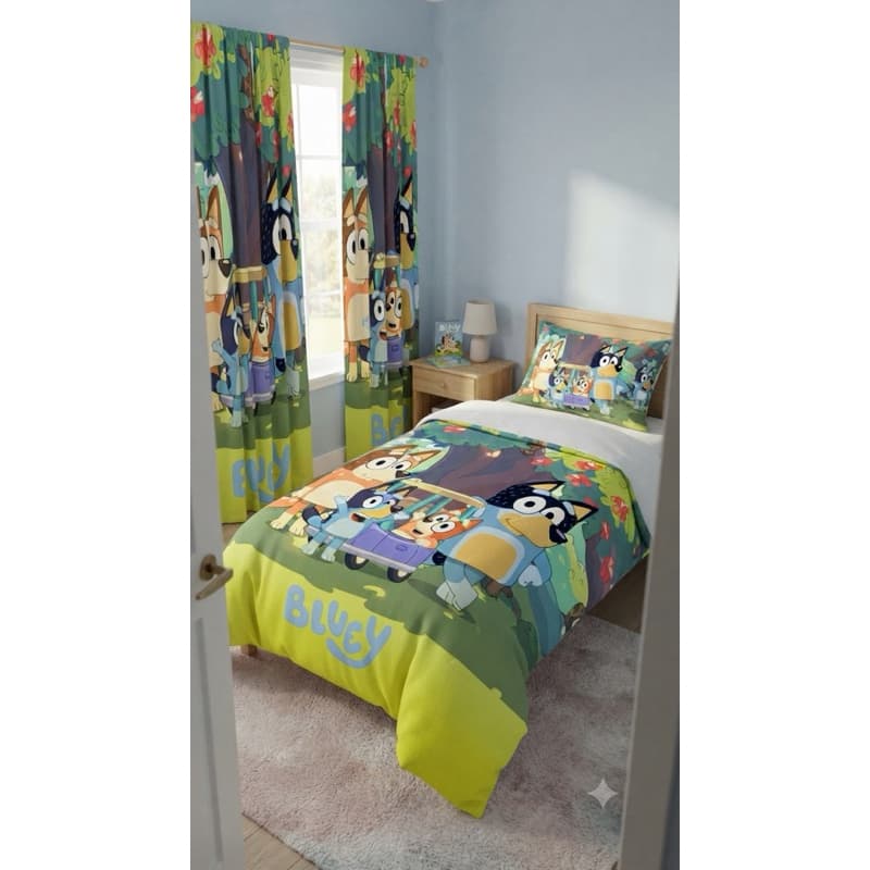 Kit Edredom Cortinas e Fronha Infantil Bluey