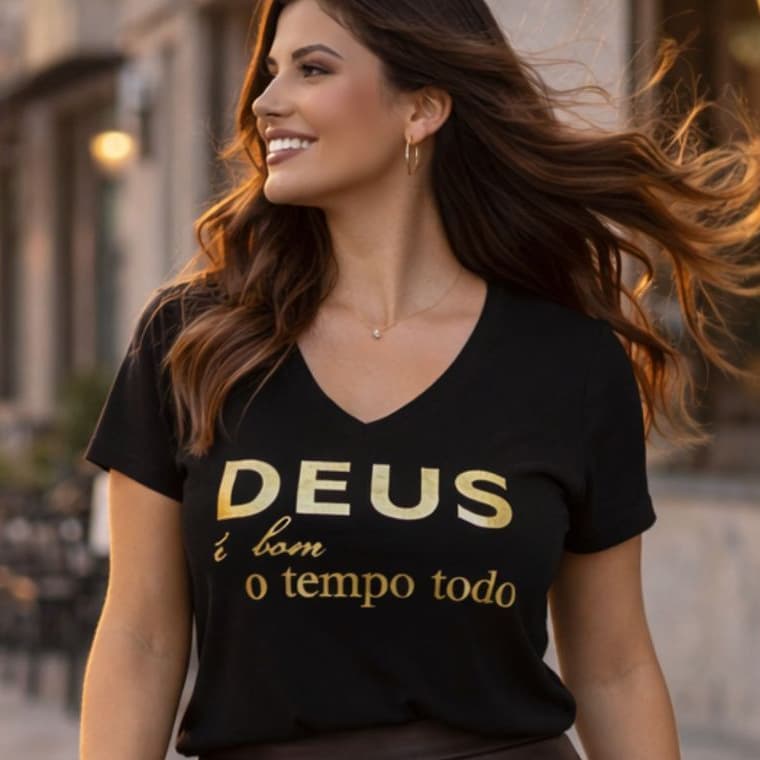 Blusa Feminina Estilosa T-Shirt  Estampas Cristã Evangelica Exclusivas Tendência Moda M ao G2 Pluz Size
