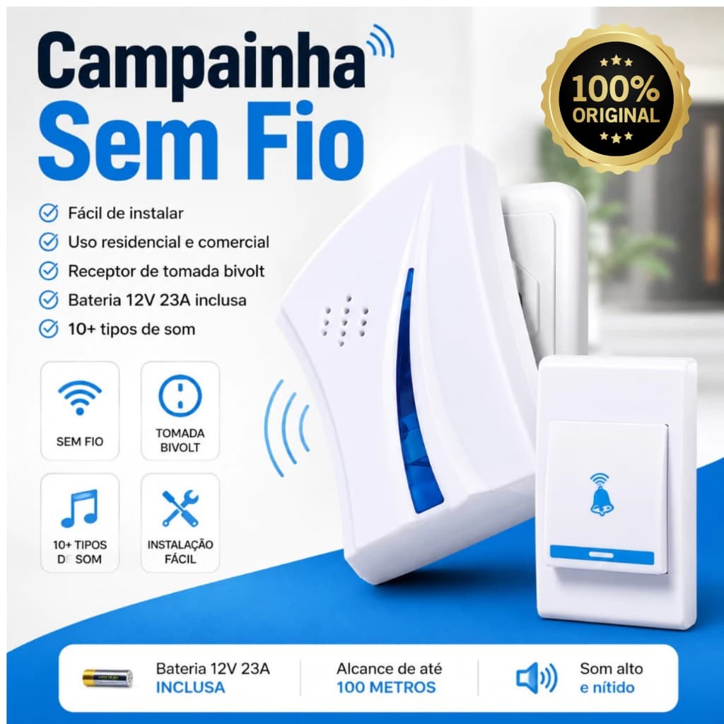 Lukton- Campainha Sem Fio para Casa Sítio Empresas