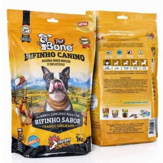 Bifinho Pró Bone Sabor Frango grelhado para cães Pacote 1kg