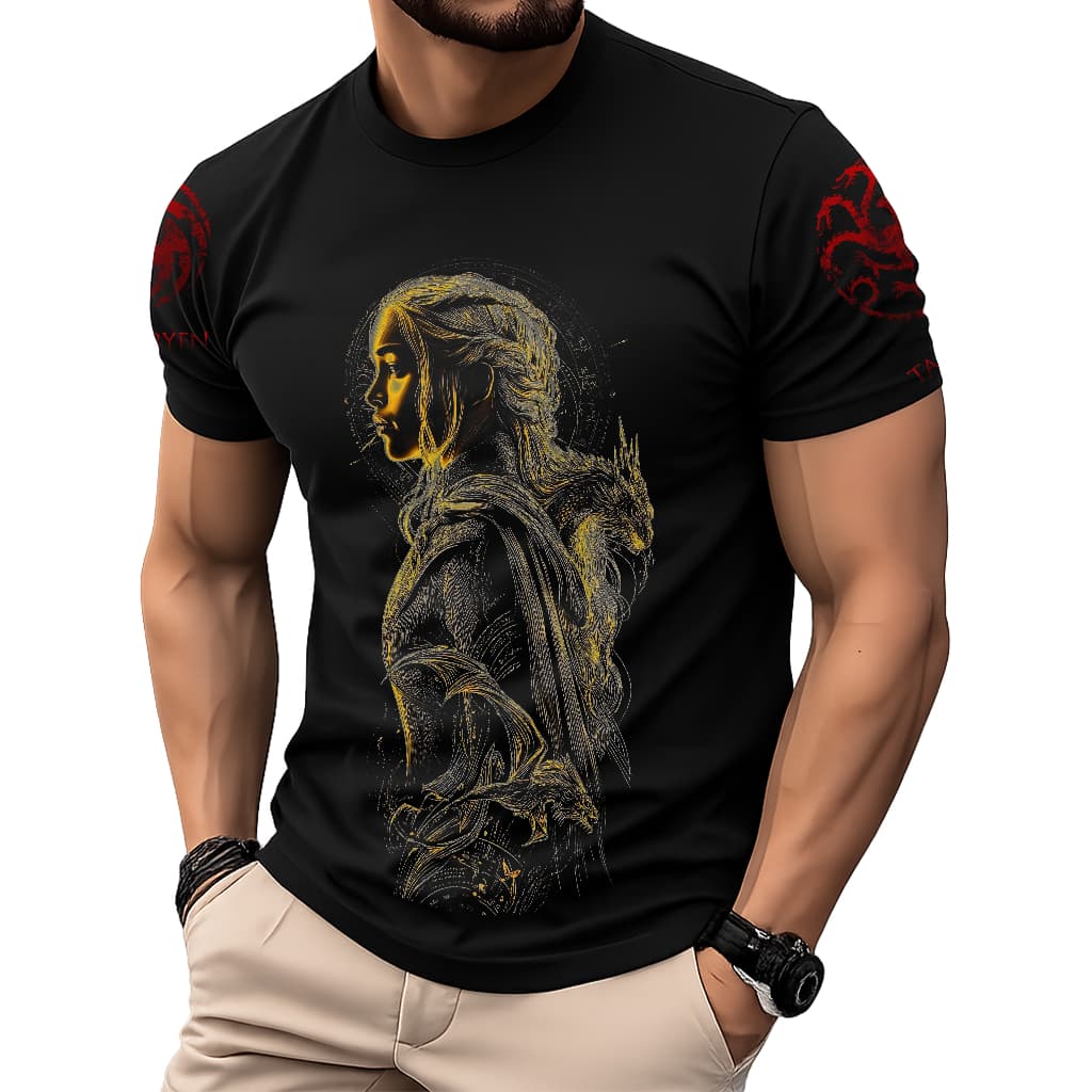 Camiseta daenerys targaryen Dragão Medieval 100% Algodão Premium Estampa DTF Unissex Geek Fantasia house of the dragon
