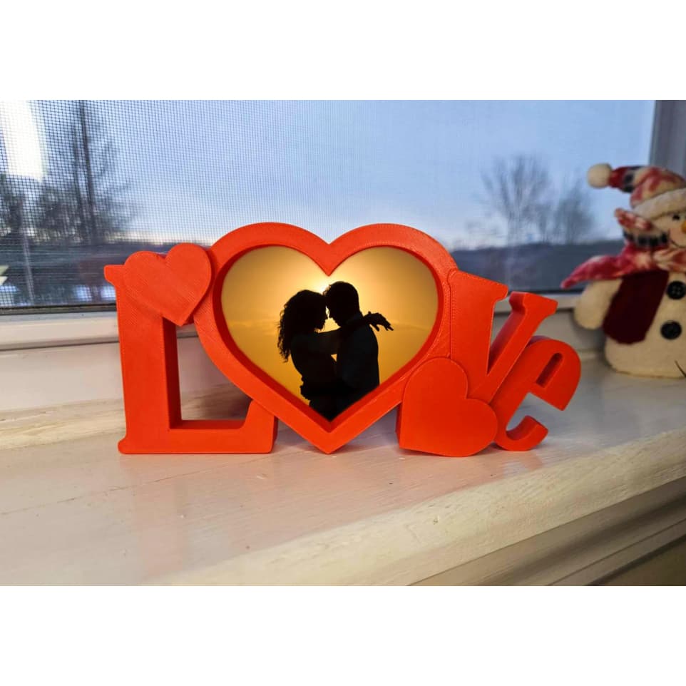 Moldura de Foto LOVE Decorativa para Mesa | Porta-Retrato em Impressão 3D | Decoração para Casal