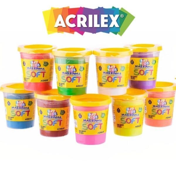 KIT COM MASSA DE MODELAR 150G COLORIDA NÃO TÓXICA ESCOLAR INFANTIL