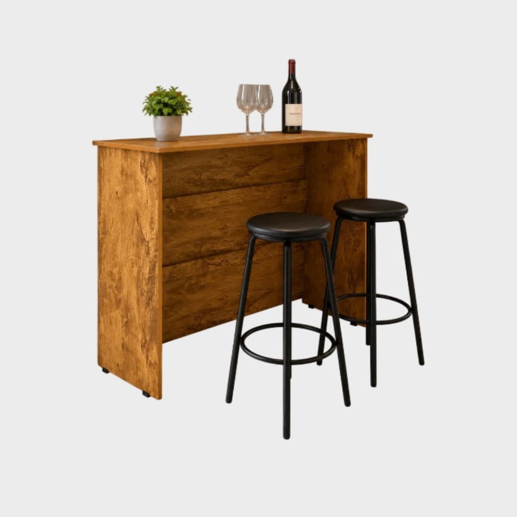Balcão Cozinha Bancada Gourmet Mesa Alta para Bar Café Amadeirada