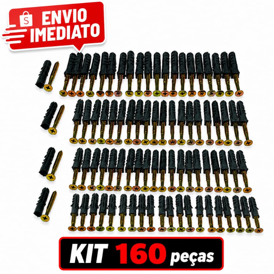 Parafusos com Buchas Philips Gazzopar 4 Tamanhos Bicromatizado Alvenaria Concreto KIT 160