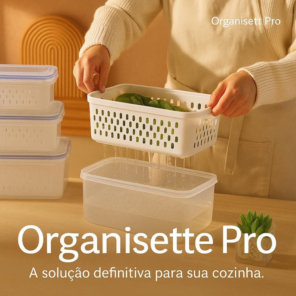 Potes Herméticos Organizadores Cozinha Plástico 3 Peças