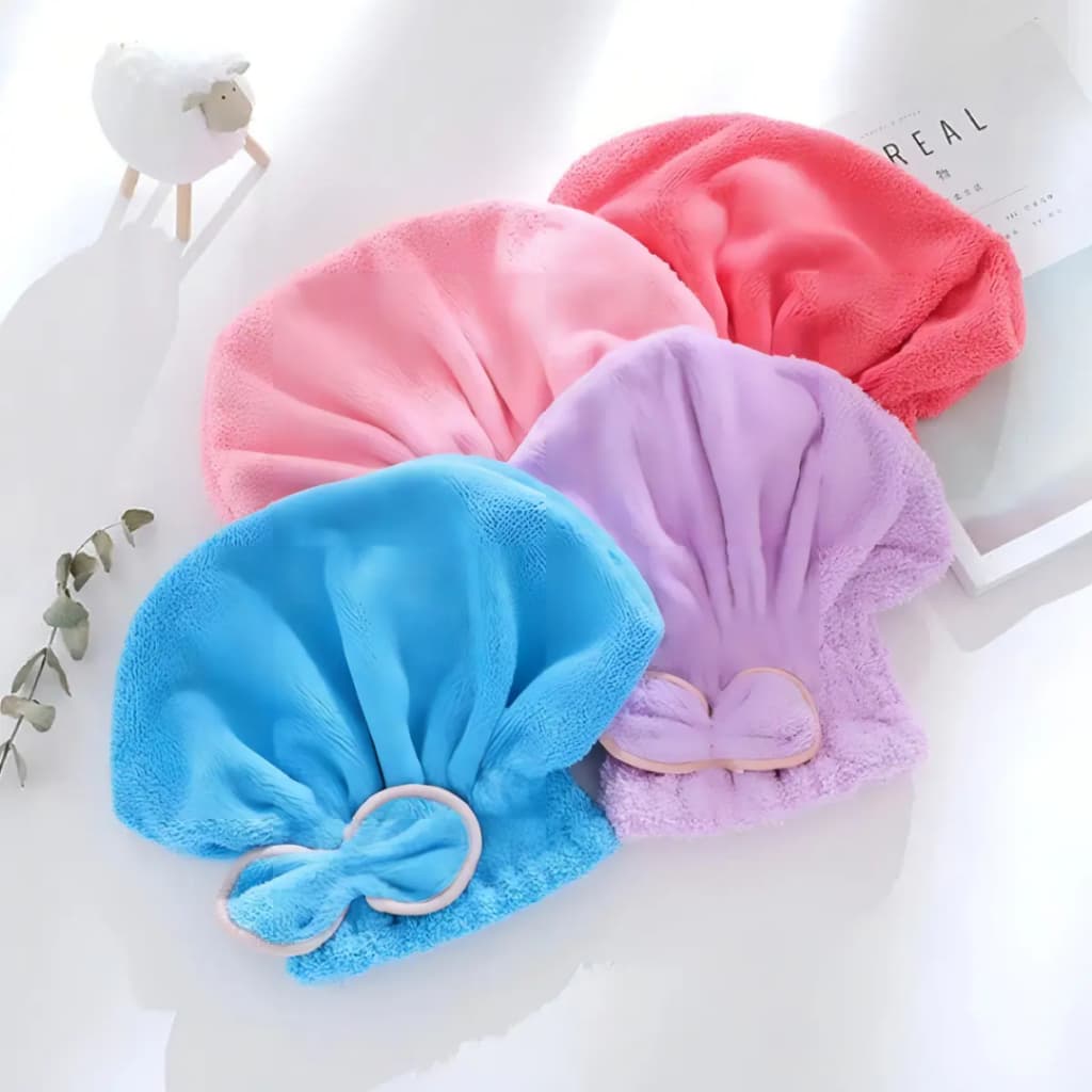 Touca Para Secagem Cabelo Mágica Microfibra Touca De Banho Macia e Absorvente 25x23cm