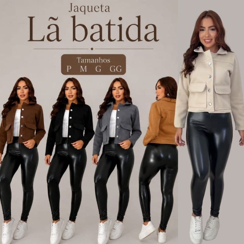 JAQUETA LÃ BATIDA C/BOLSO FUNCIONAIS INVERNO