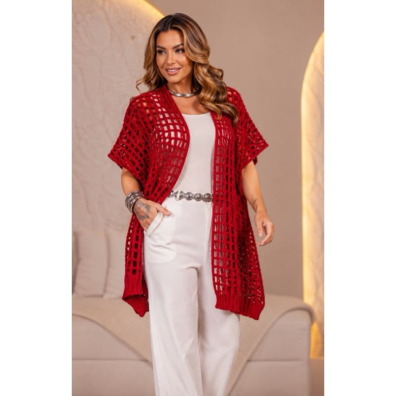 kimono Tricot Peças Ampla Composição Look Acessórios Charmosos Elegante