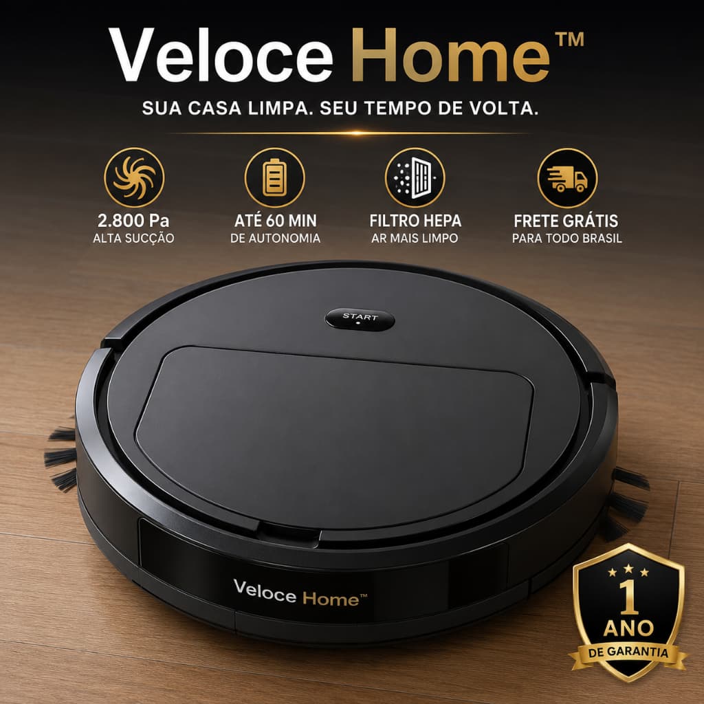 Robô Aspirador Inteligente Recarregável 2 em 1 / Varre e Aspira Ultra Slim
