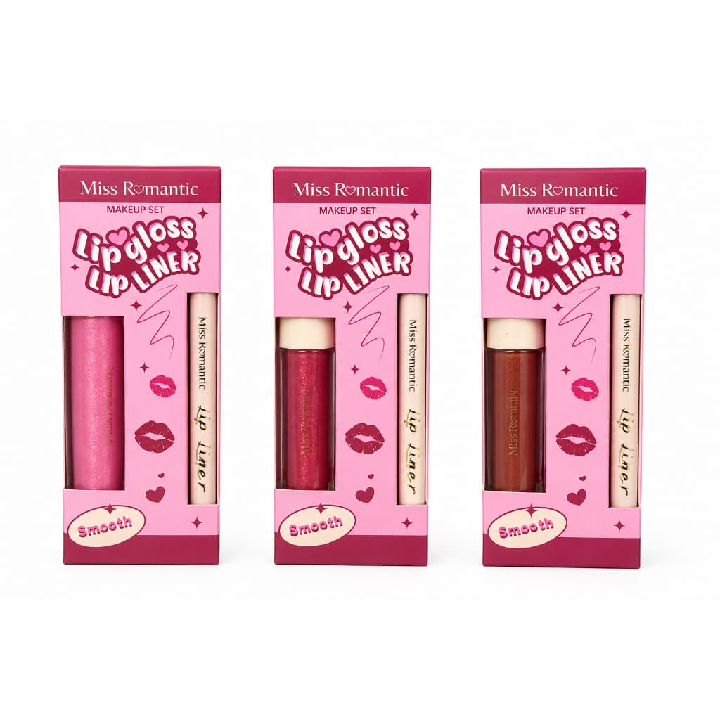 Kit Maquiagem Miss Romantic Lip Gloss E Lip Liner