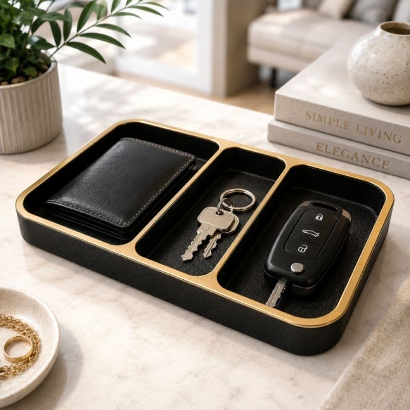 Organizador de Mesa Porta Chaves Carteira Relógio Joias Bandeja Organizadora Hall Entrada Quarto Escritório Premium Luxo