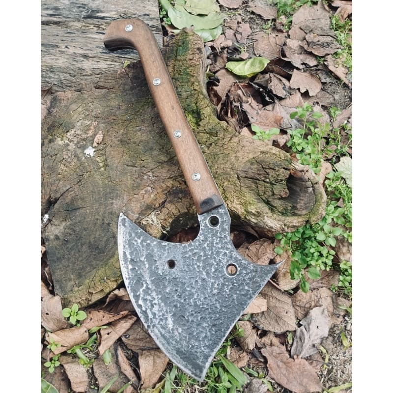Machado Barbudo Viking Artesanal em Aço Carbono Full Tang