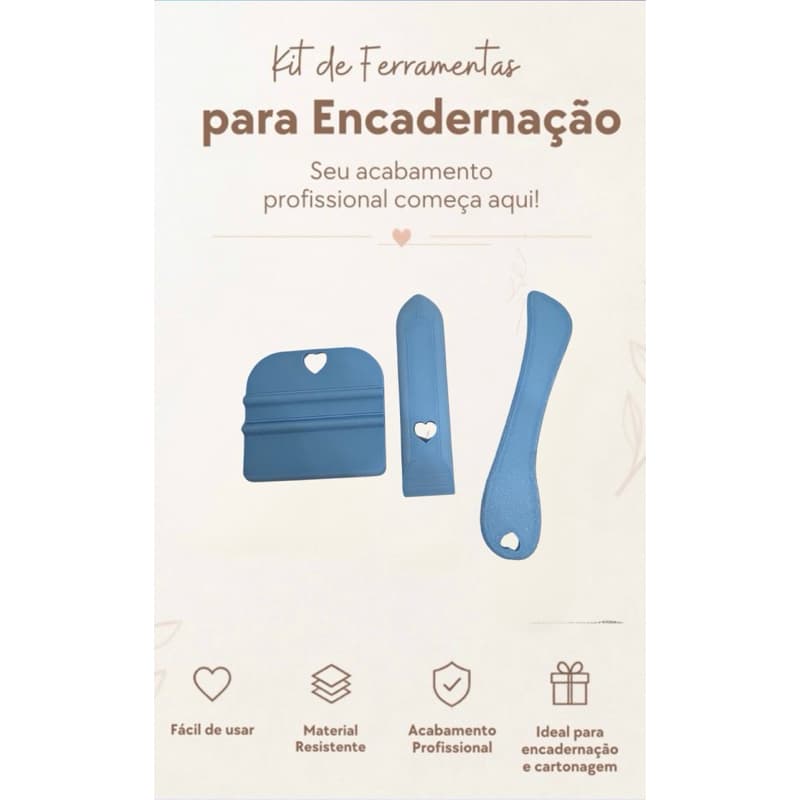 Kit Encadernação 3 Peças Espátula Vincador Dobradeira Cartonagem Scrapbook