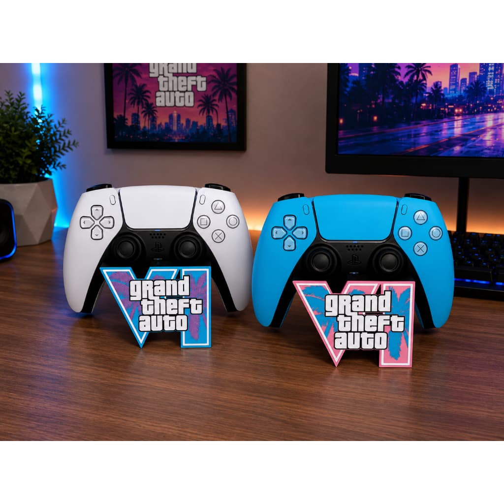 Suporte para Controle PS5 GTA 6 | Suporte DualSense Decorativo Inspirado em Grand Theft Auto VI