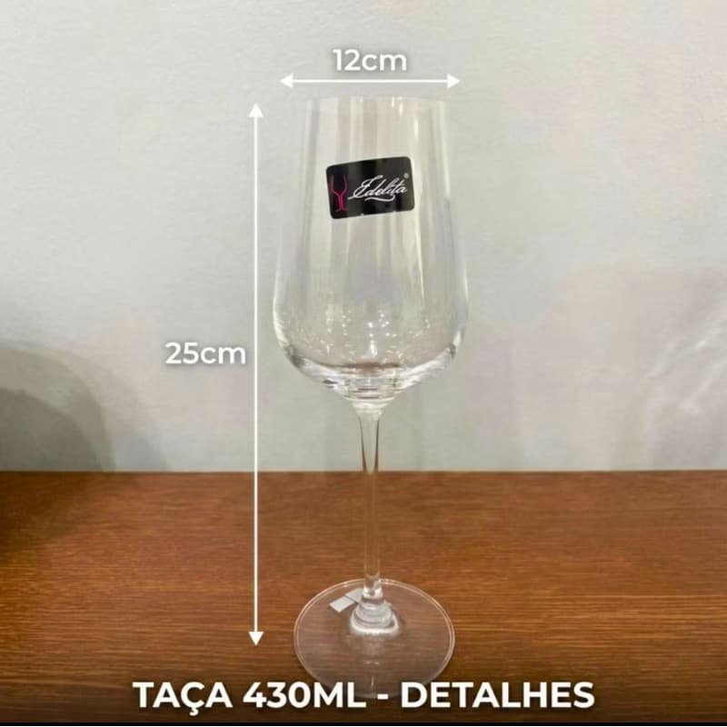 Conjunto 4 Taças Cristal Premium 430ml vinho tinto branco mesa posta drinks bebidas luxo