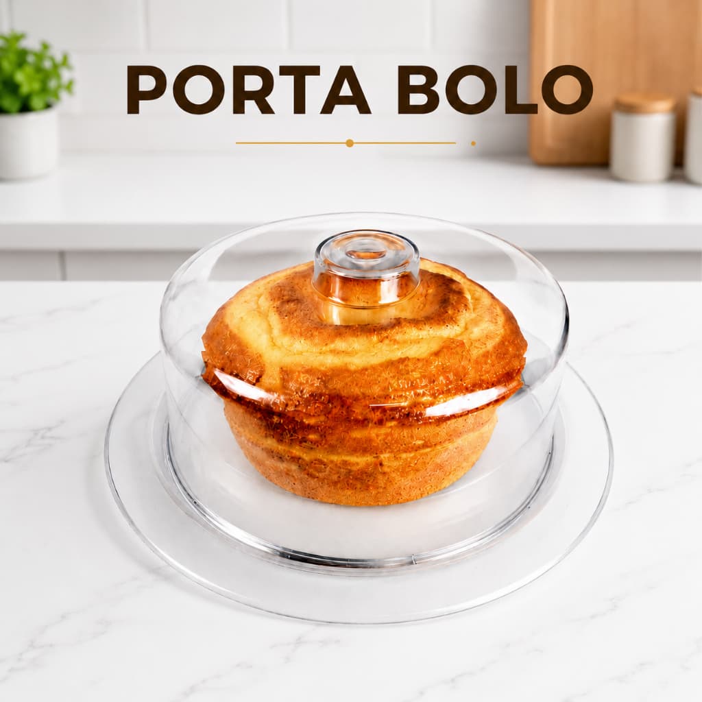 Porta Bolo Com Tampa Transparente Acrílico Boleira Pudim Doces Grande Decoração Organização