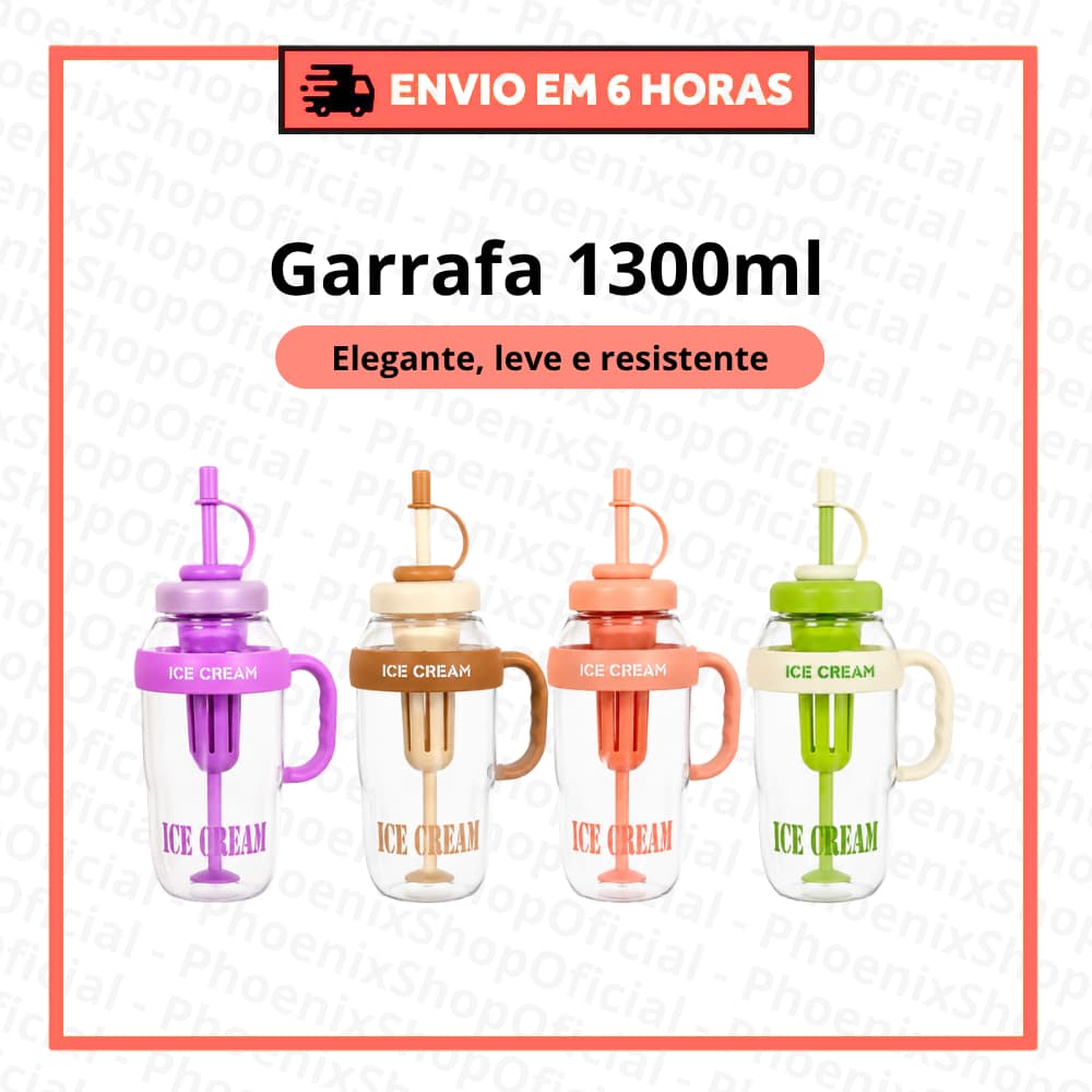 Garrafa Canudo E Filtro 1300ml P Academia Trabalho Dia A Dia