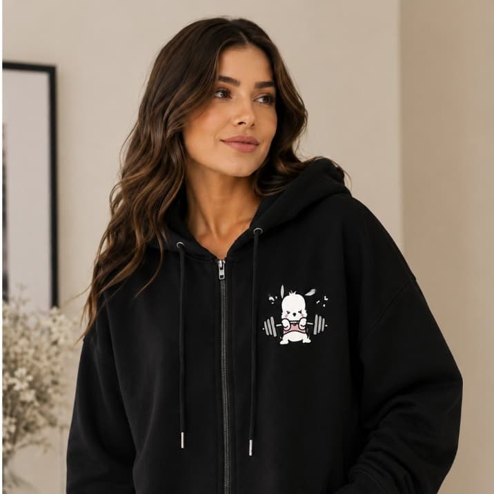 Moletom Canguru Ursinho Malhando com Zíper e Capuz | Blusa de Frio | Casaco Flanelado | Jaqueta Estilosa | Academia