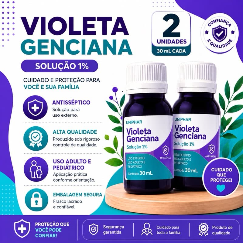 Kit c/ 2 und Violeta Genciana 1% é um produto versátil - Uniphar