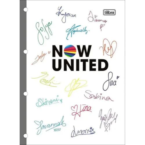 Bloco Refil p/ Caderno Argolado Fichário Universitário Now United Tilibra 80 Folhas 200x275 mm