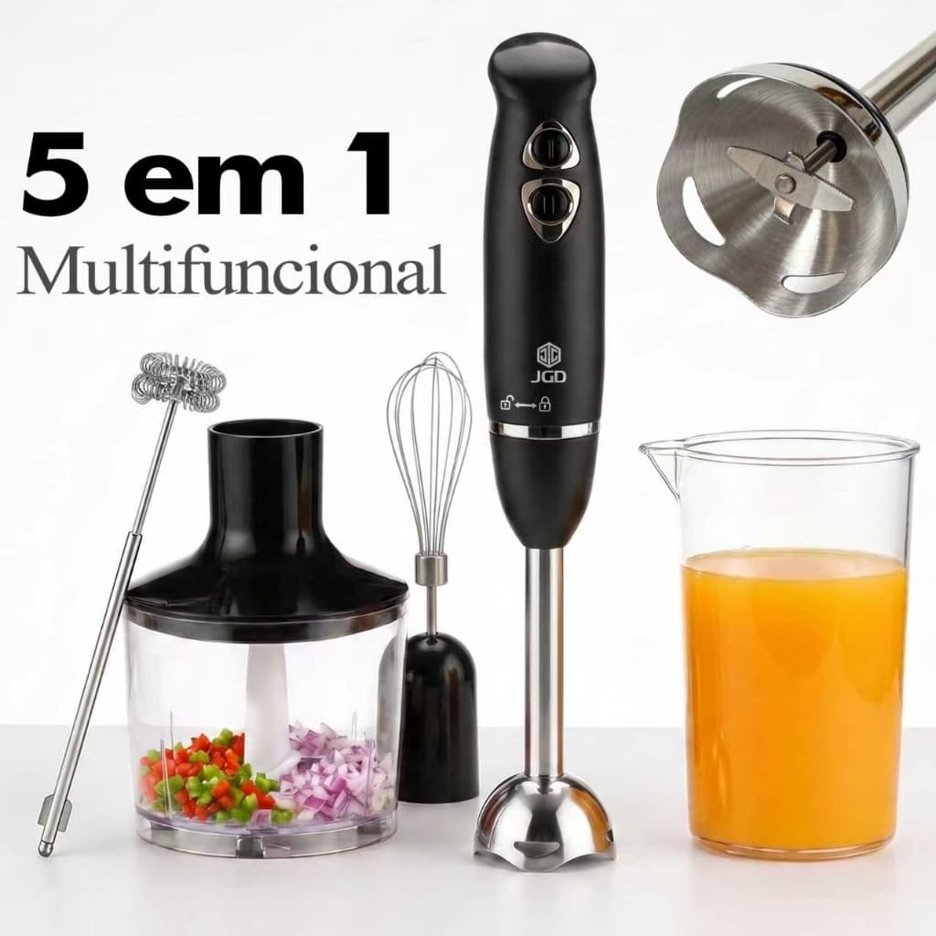 COIBEU Mixer Power Inox 5 Em 1 600w Batedor, Triturador, Mixer Turbo,Batedor Espumador Leite