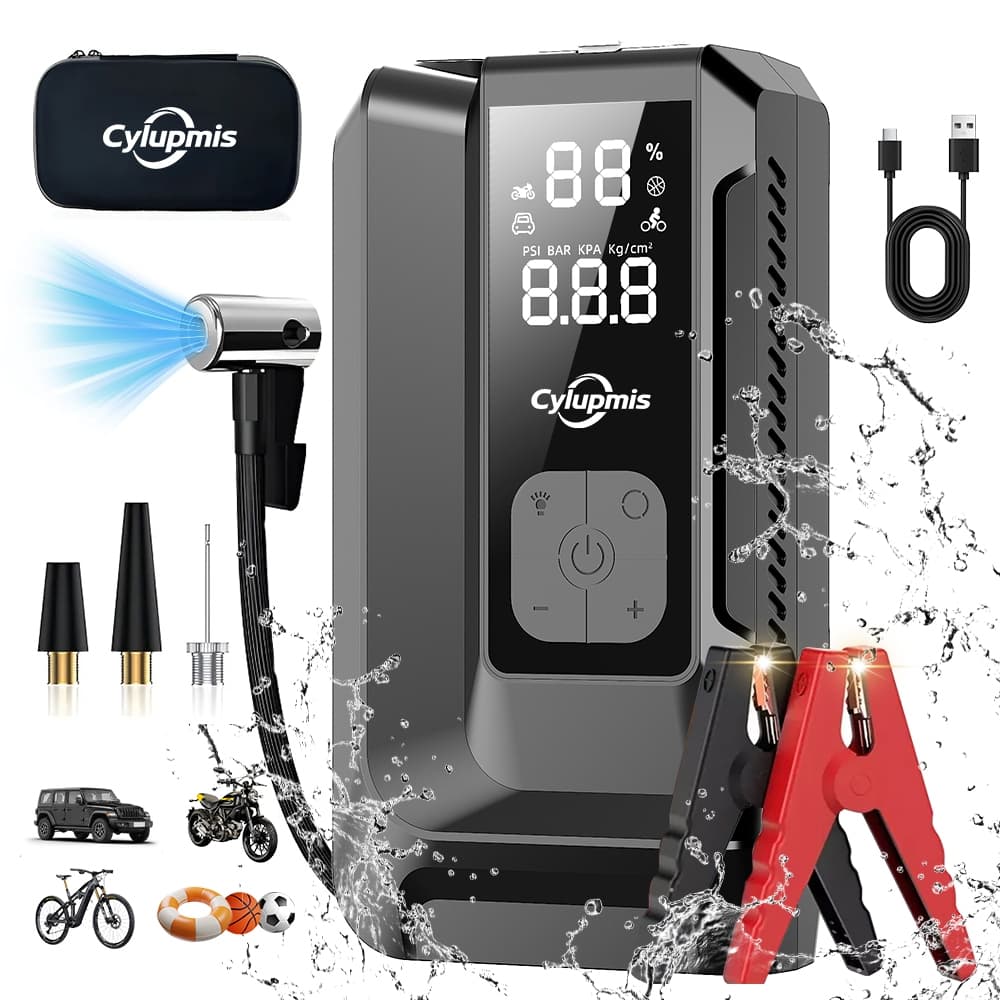 Auxiliar Partida Bateria Compressor Ar Portatil 26800 mAh,Para Automotiva Moto Automático 12V Com Power Bank