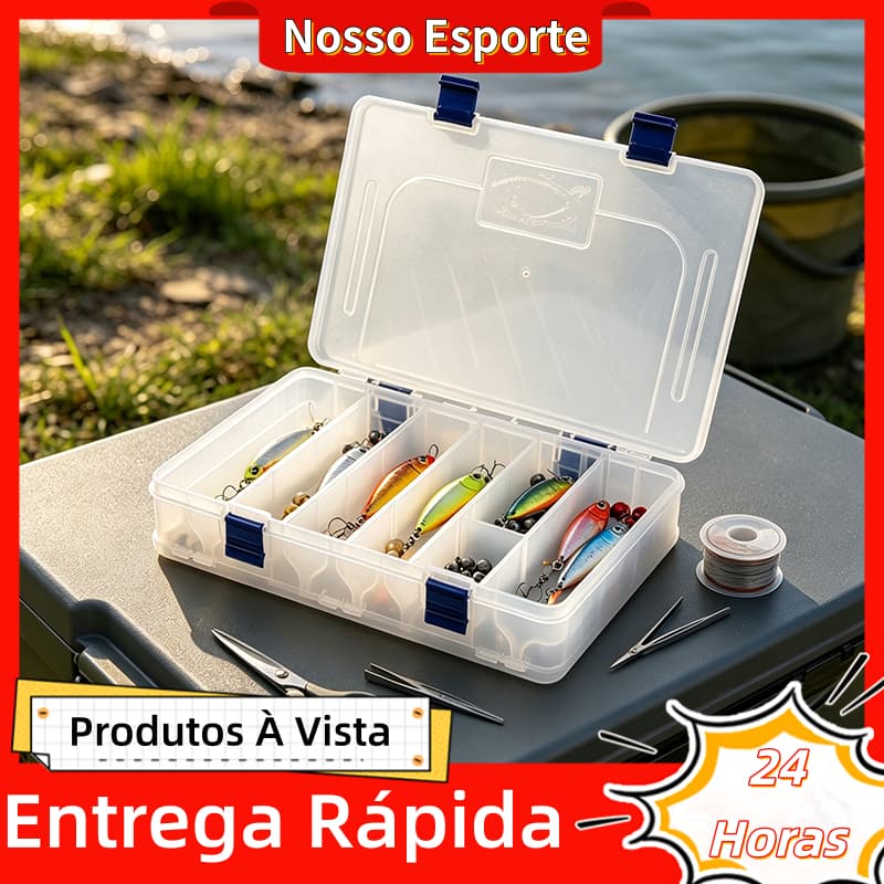 Combo 2 Estojo Dupla Face Organizador Isca Artificial Transparente (16 divisórias)