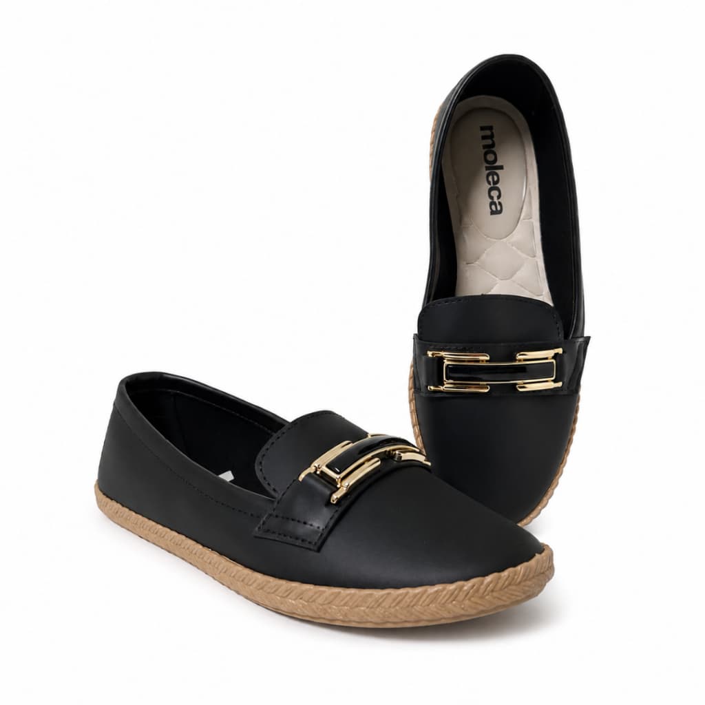 Sapatilha Feminino Mocassim Moleca Napa Sardenha Fivela