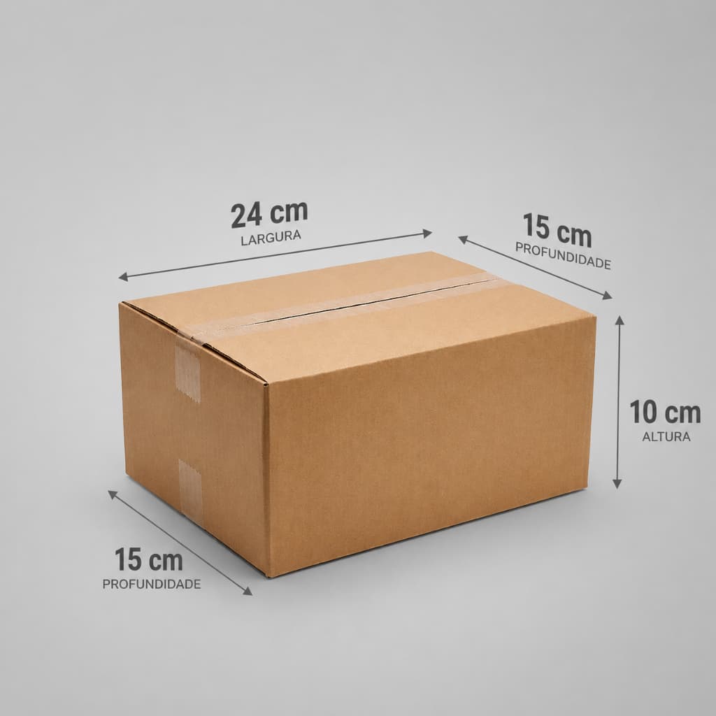 Kit Caixas de Papelão 24x15x10 cm Embalagem Reforçada para Correios Ecommerce Proteção para seus Produtos